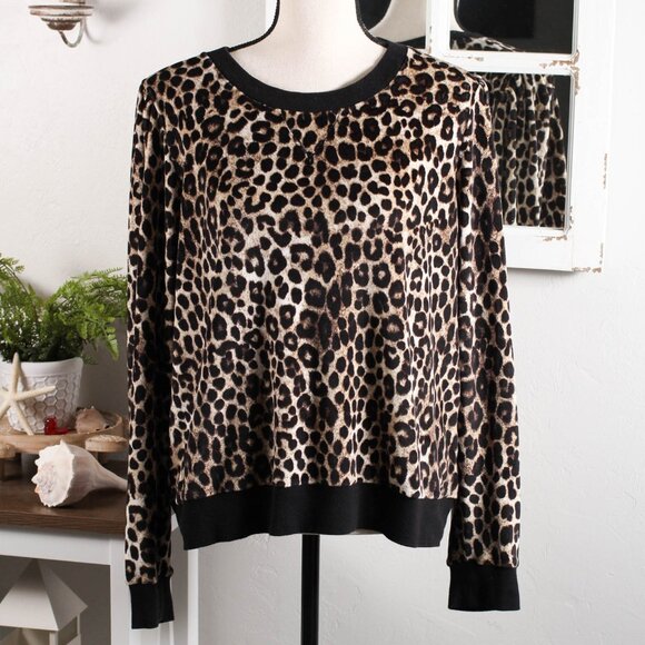 Michael Michael Kors Leopard Print Sweatshirt XL Brown Black MK - Picture 2 of 6